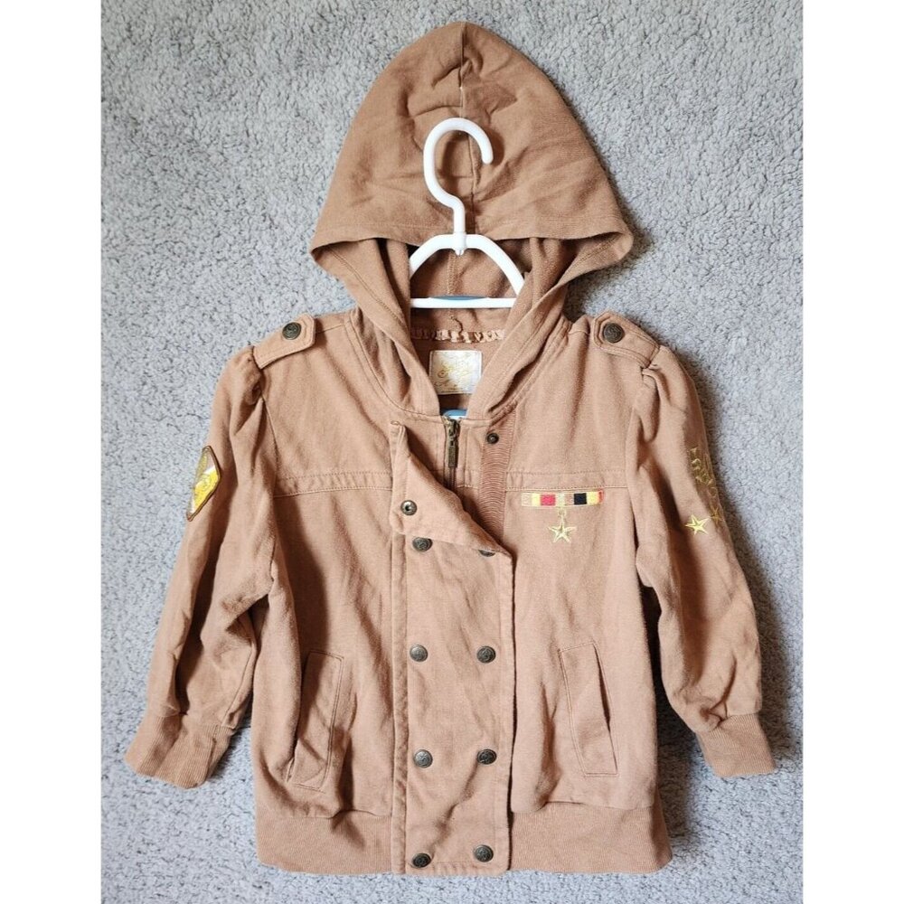 Southpole Women's 3/4 Sleeve Cropped Hoodie Zip/Snap Close Y2K Military Size‎ M
